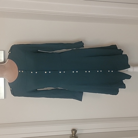 Boden Ashbourne Green Below Knee Long Sleeve Button Down Dress Size 10P, EUC - Picture 1 of 11